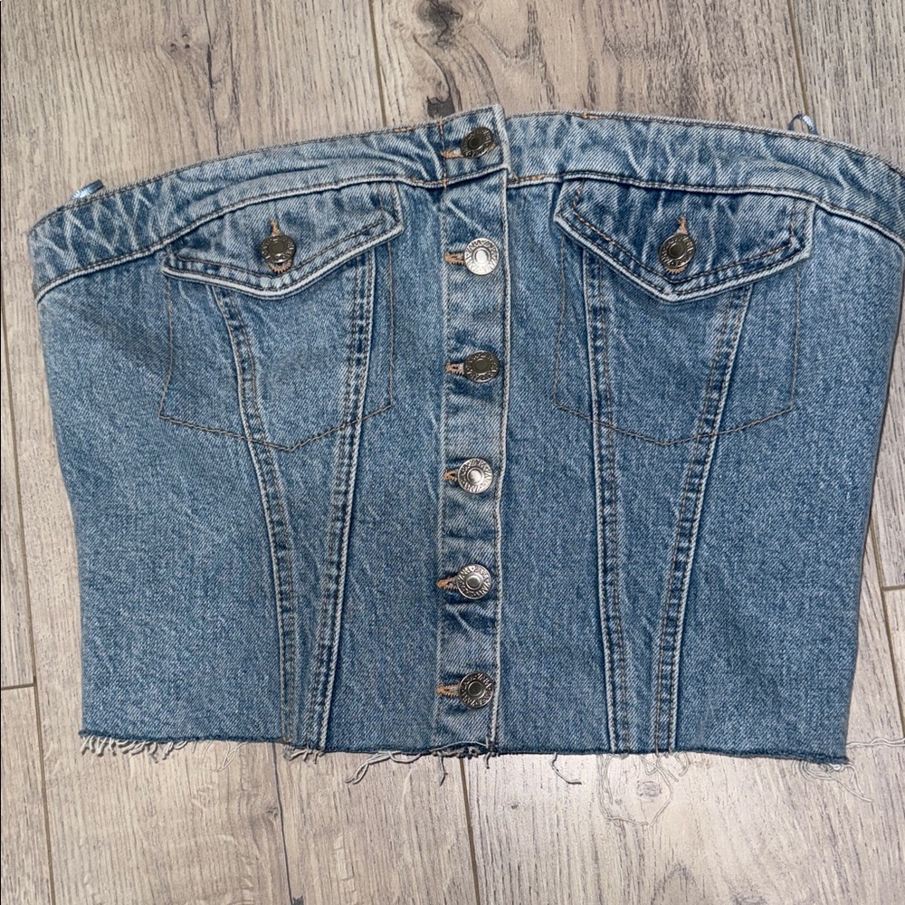 Zara Blue Denim Corset Top